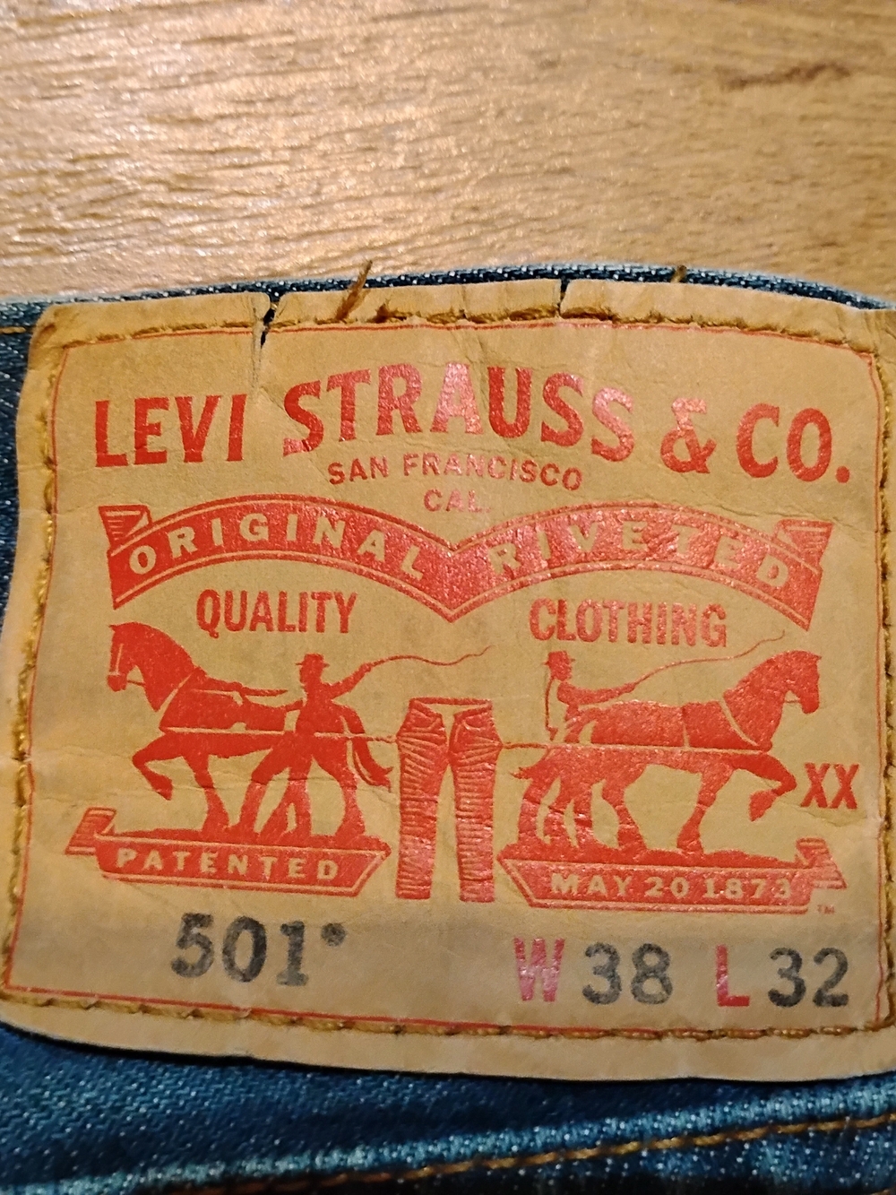 Levi's 501 Men's Jeans 38x32 Blue Denim Button Fly Straight Leg